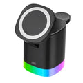Carregador Magnético Sem Fio, Suporte Integrado, Lâmpada RGB, 3 em 1, 15W