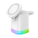 Carregador Magnético Sem Fio, Suporte Integrado, Lâmpada RGB, 3 em 1, 15W