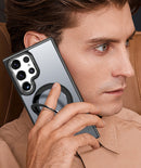 Case transparente Matte - Magsafe, à prova de choque, para Samsung S24, S23, S22 Ultra, Plus