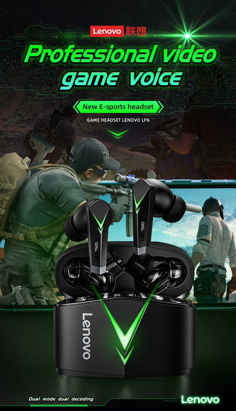 Fone De Ouvido Lenovo-LP6 TWS Gaming com redução de ruido