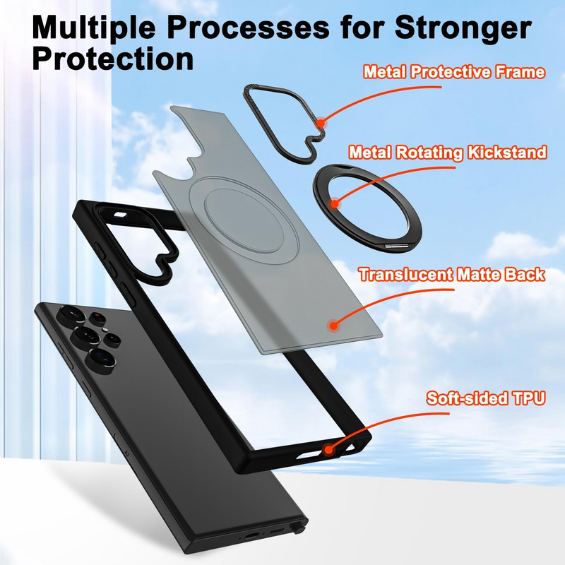 Case transparente Matte - Magsafe, à prova de choque, para Samsung S24, S23, S22 Ultra, Plus