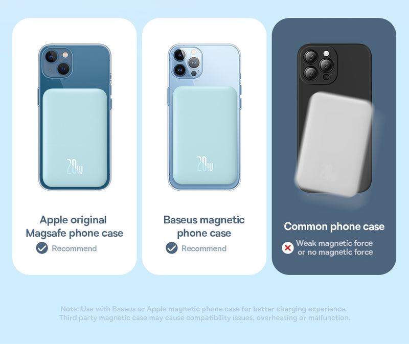 Baseus-Banco de Energia Magnética Sem Fio, Mini Bateria Externa Portátil