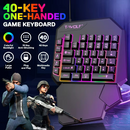 T-WOLF - Kit Teclado e Mouse Gamer Luminoso Teclado de Uma Mão Ergonômico