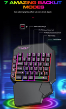 T-WOLF - Kit Teclado e Mouse Gamer Luminoso Teclado de Uma Mão Ergonômico