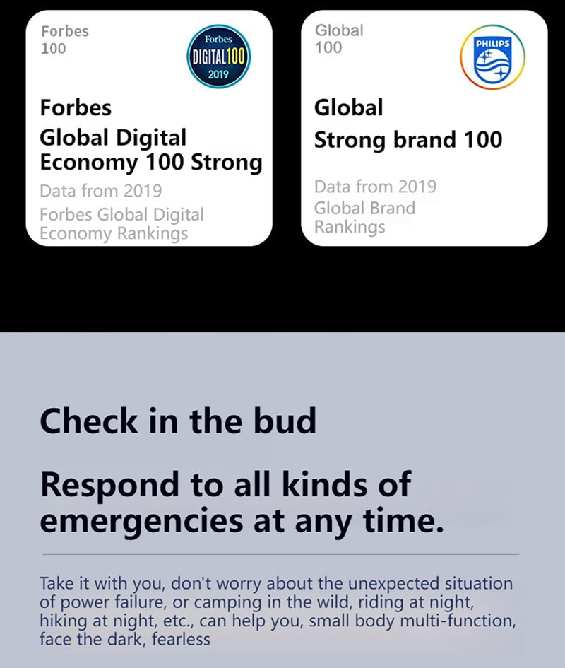 Philips Lanterna Portátil 7 Modos De Iluminação Para Caminhadas E Viagem Auto Defesa