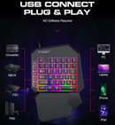 T-WOLF - Kit Teclado e Mouse Gamer Luminoso Teclado de Uma Mão Ergonômico