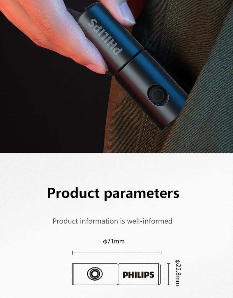 Philips Lanterna Portátil 7 Modos De Iluminação Para Caminhadas E Viagem Auto Defesa