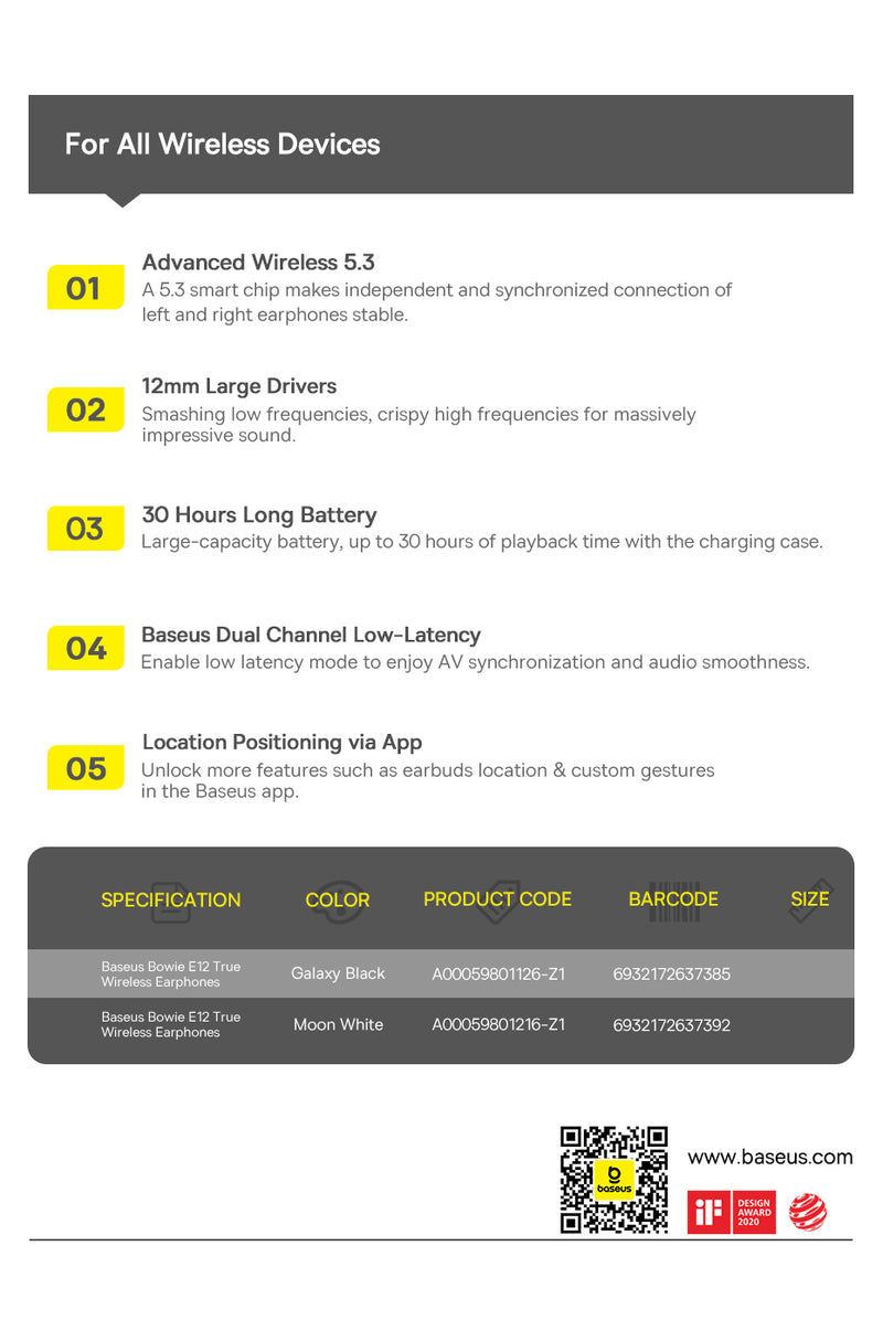 Fones de Ouvido Bowie E12 Bluetooth 5.3