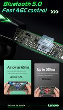 Fone De Ouvido Lenovo-LP6 TWS Gaming com redução de ruido