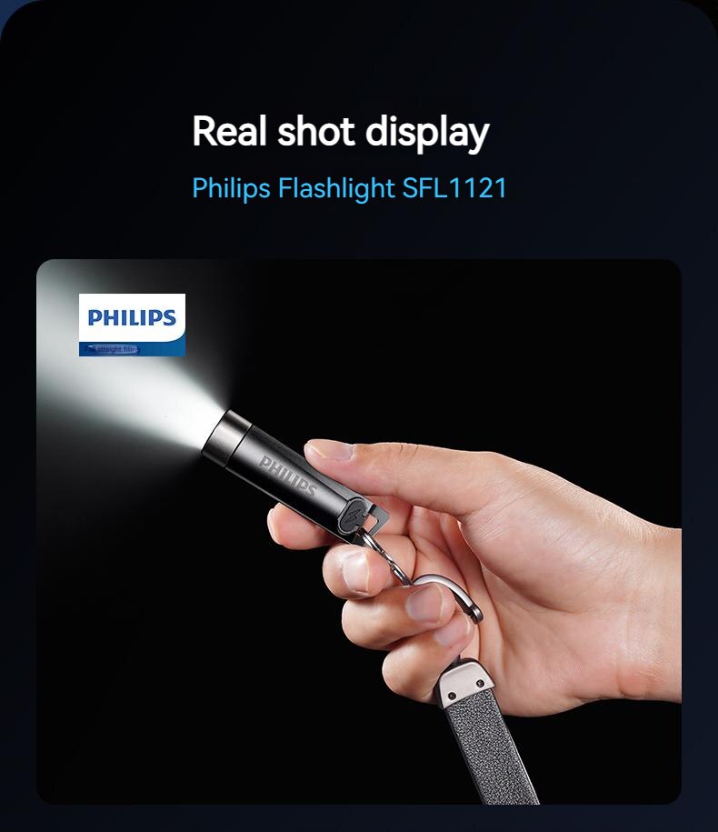 Philips Lanterna Portátil 7 Modos De Iluminação Para Caminhadas E Viagem Auto Defesa