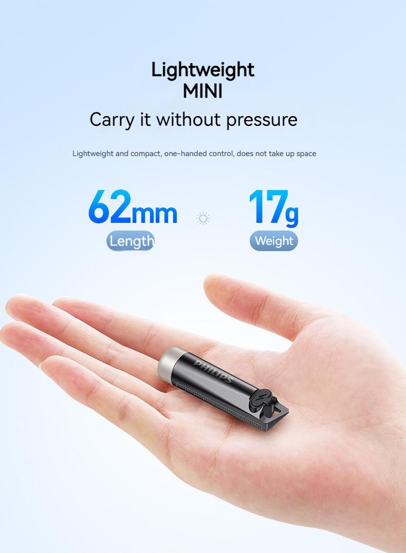 Philips Lanterna Portátil 7 Modos De Iluminação Para Caminhadas E Viagem Auto Defesa